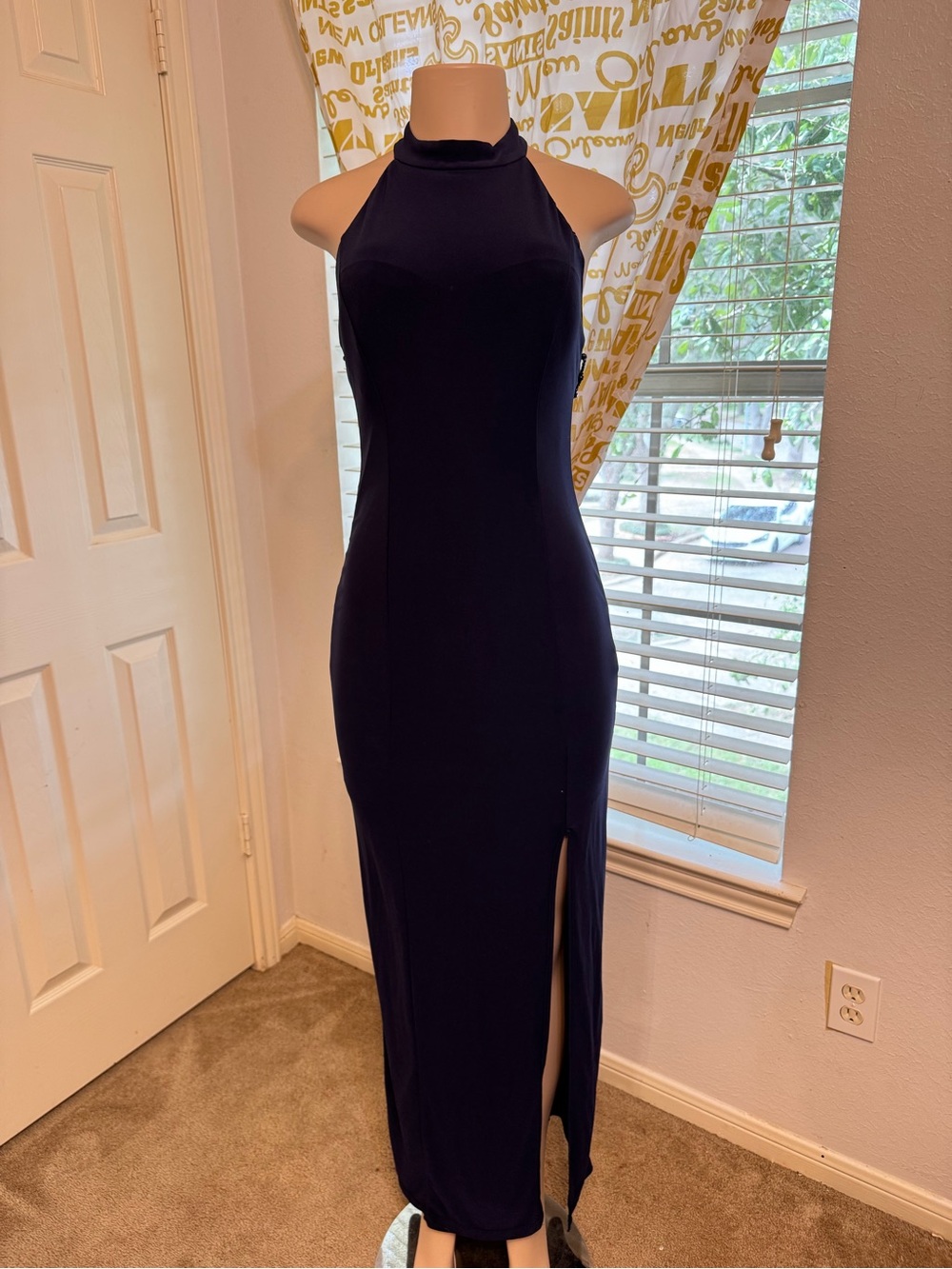 Jump Navy Halter Maxi Dress with Side Slit